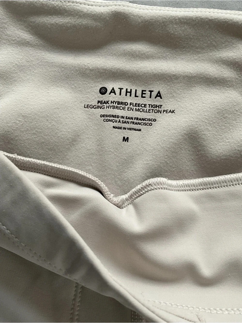NWT Athleta Peak Hybrid Fleece Tight Leggings Size M Beige